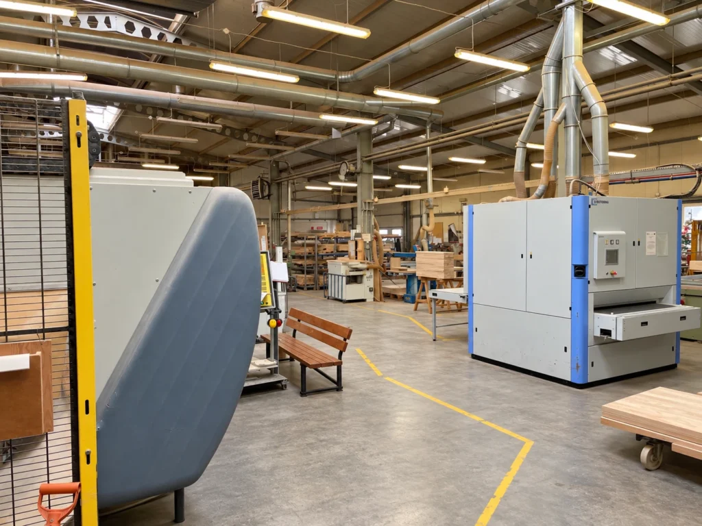 Maschinenhalle mit Kalibrier- und Schleifanlage bei FS-Treppen